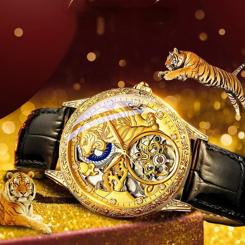 Reloj Mecánico De Cuero Con Diamantes Chenxi Fashion