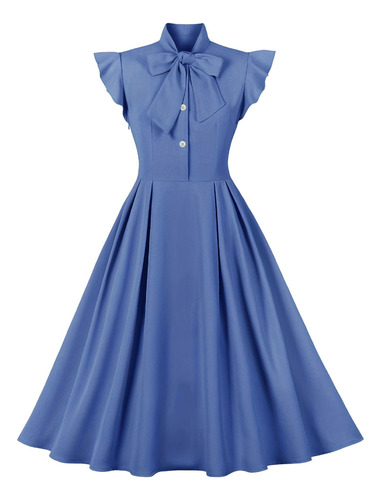 Vestido Con Cinturón Y Cintura Retro De Moda Para Mujer