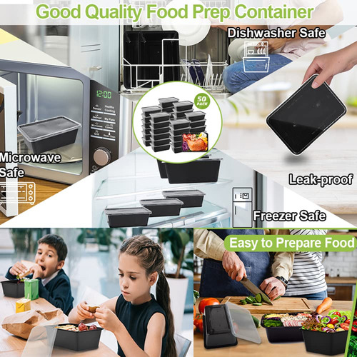 50 Pz Contenedores Cajas Para Alimento Reutilizable 34 Oz