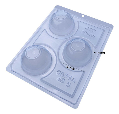 Forma 03 Partes P/ Chocolate Meia Esfera C/ Base De 70mm Bwb Cor Branco