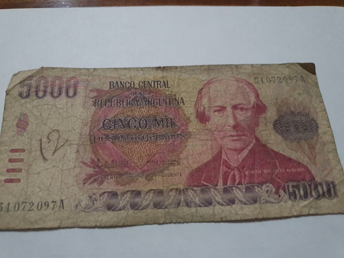 Billete Argentina 5000 Pesos Argentinos