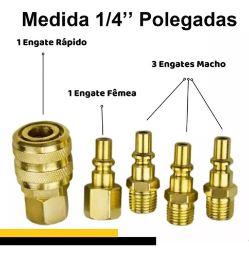 Engate Rápido 1/4 Polegada 5 Peças 1/4 Metal 9qm Eda