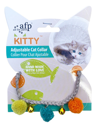 Collar Con Cascabel Y Pompones Para Gato. Afp