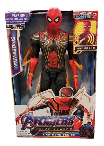 Muñeco Spiderman Hombre Araña Iron Spider Con Patas 30cm Luz