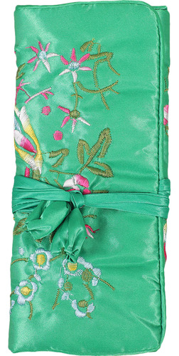 Bolsa Enrollable Bordada A Mano Para Joyas Con Flores Bordad