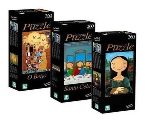 Kit 3 Quebra-cabeças Releituras De Arte 260 Peças Cada - Nig