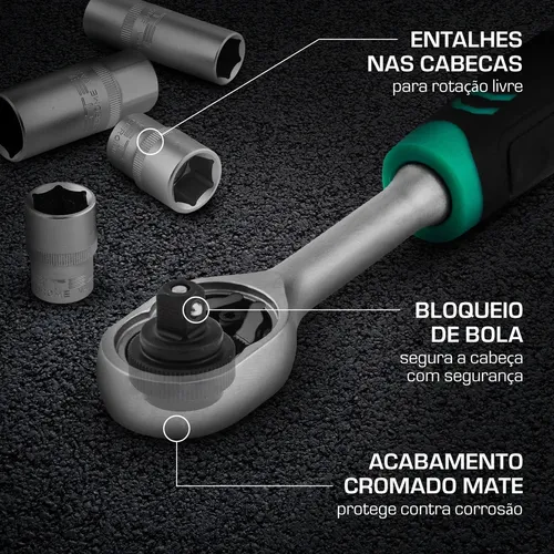 Kit de ferramentas combinadas Stels 1410155 de 57 peças, preto