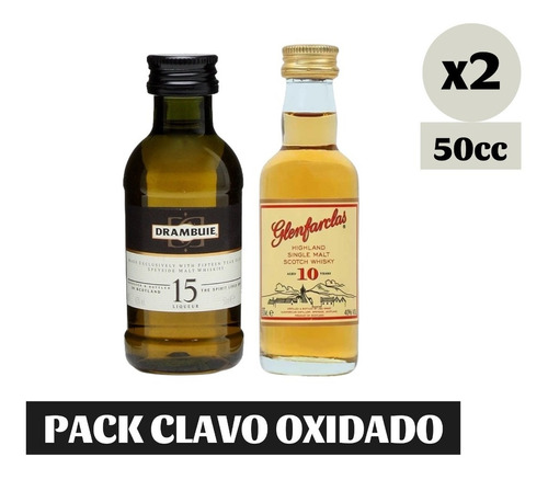 Pack Clavo Oxidado Premium Miniaturas 50cc Variedades Whisky