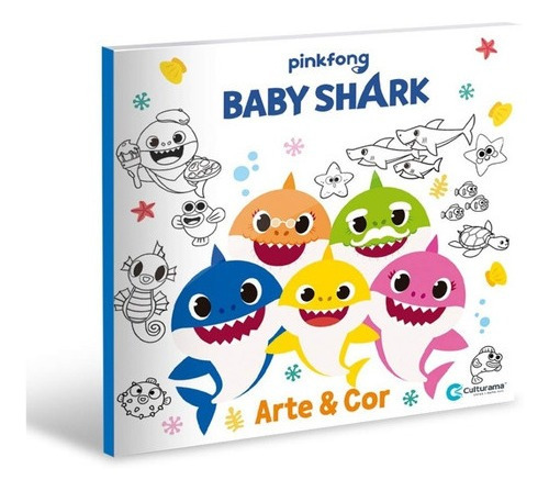 Livro Arte E Cor Baby Shark Grande Infantil Colorir