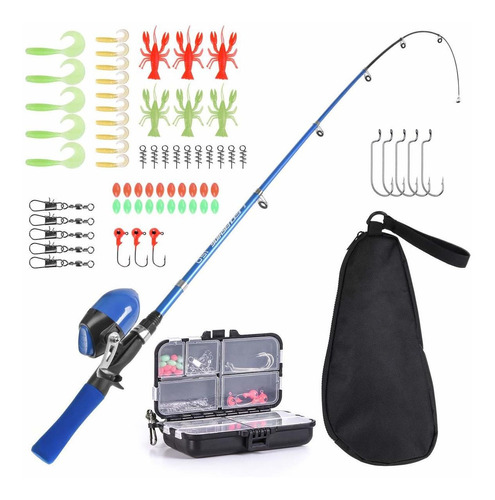 Kit De Pesca Completo Kids Con Caña Extensible De 1.3 M Y