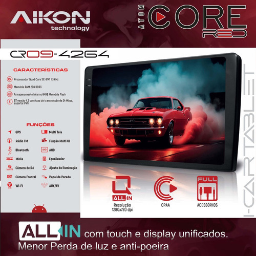 Multimidia Duster Oroch 15/19 Aikon Red 2gb 64gb Carplay 9p