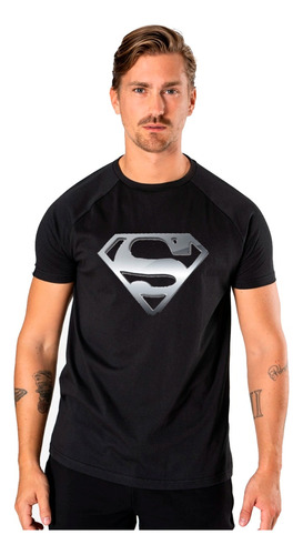 ¡oferta! Polera Manga Corta Unisex Superman Plateado 