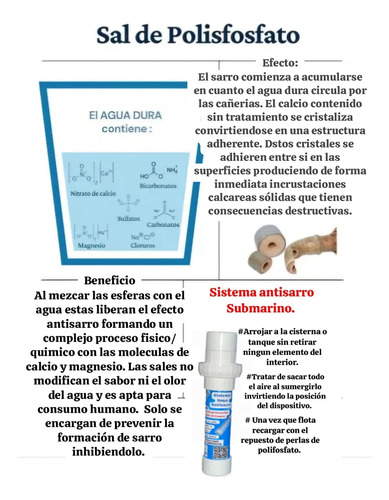 Cartucho Sal Polifosfato Antisarro Boya Recargable Inc. Rep.