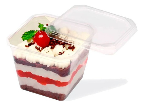 Imagem 4 de 4 de Pote Quadrado Bolo Pote Doce 220ml Tp Freezer 20pctx10 Un.