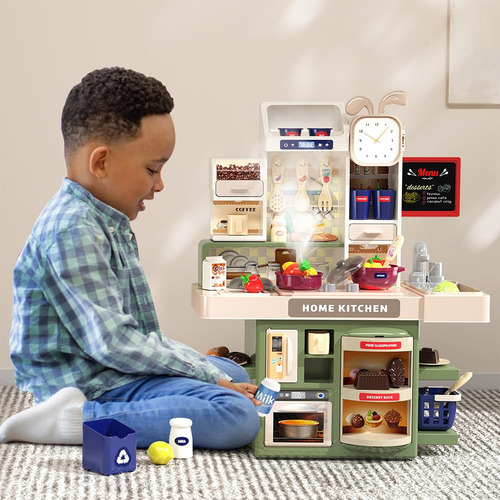33pcs Cocinita De Juguete Con Luz Y Vapor, Cocina Infantil