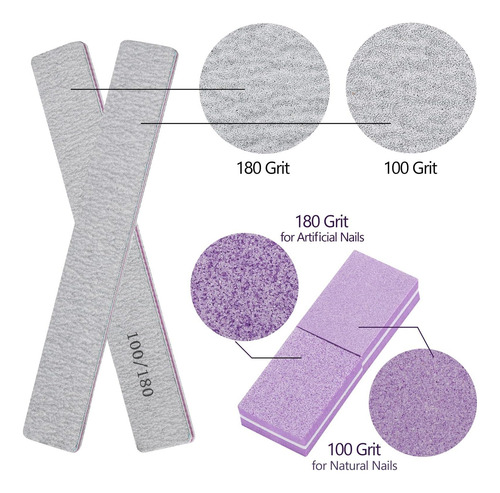 25 Pcs Archivos De Uñas Para Uñas Acrílicas Y 50 Pcs Mini Bu