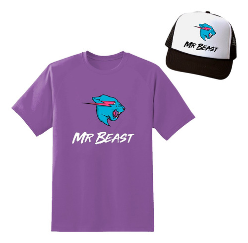 Pack Remera Algodón 100% + Gorra  Mr Beast Niño/adulto