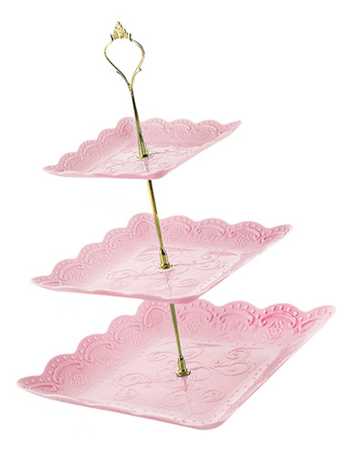 Centro De Mesa Para Frutas 24cmx24cmx37cm Cuadrado Rosa