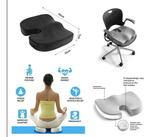 Asiento Cojin Ortopedico Gel Viscoelastica + Funda Calidad