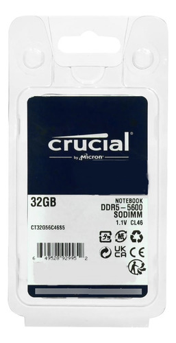 Memoria Crucial Ddr5 32gb ( 1 X 32gb ) 5600mhz Para Notebook