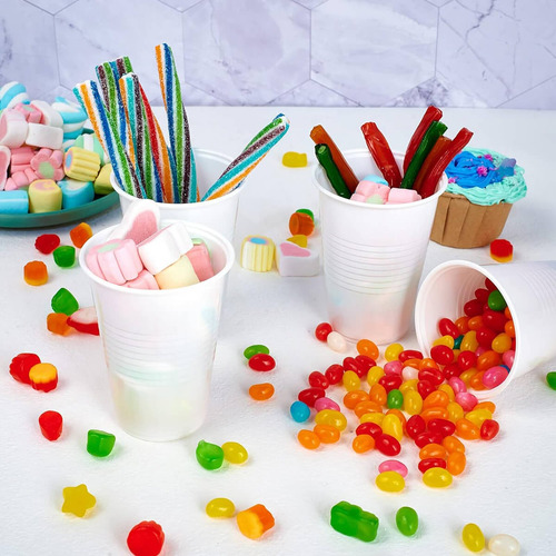 50 Vasos Desechable Plástico Prémium Blanco Eventos Fiestas