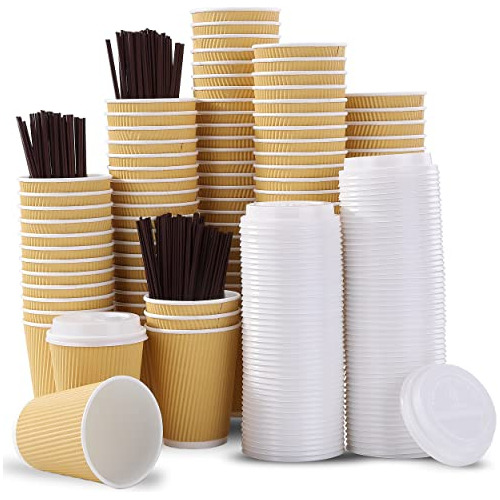 [16 Oz90 Pack Disposable Coffee Cups With Lids 16 Oz To...
