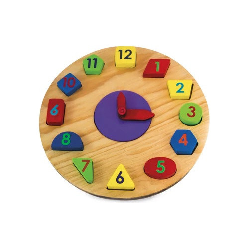 Juego En Madera Didáctico Reloj De Encastre Para Aprendizaje