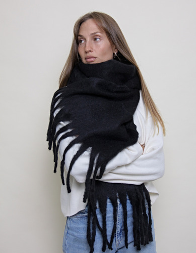 Bufanda Tresher Nube Ruana Mantón Importada Lisa Negro Liso Único
