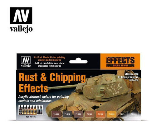 Kit 71186 Rust & Chipping Vallejo Modelismo Miniatura Tintas