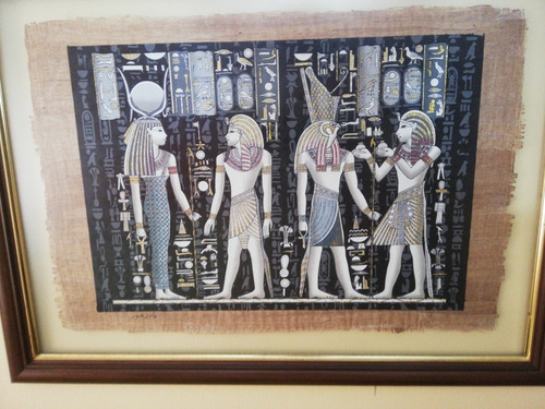 Papiro Egipcio Original Representación De Ramsés Y Nefertiti