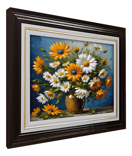 Quadro Vaso De Flores Gx Natureza Moldura Decoracao Sala