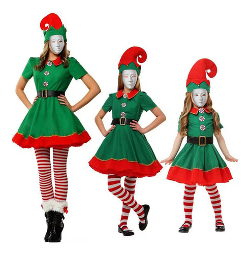 2 Conjunto De Disfraz De Navideño, Niña 170cm