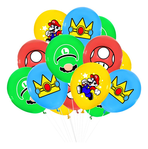 Set De 18 Globos Mario Bross Luigui Fiesta Infantil