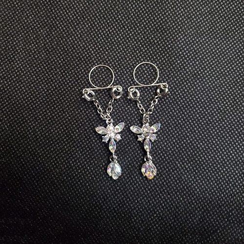 Par Piercing Pezón Nipple Colgante Falso Aro Argolla C