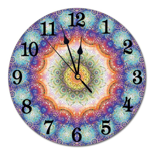 Reloj De Pared Con Diseño De Mandala, Funciona Con Pil...