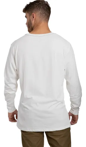 Polera Manga Larga Con Bolsillo Blanca Hombre Falcone