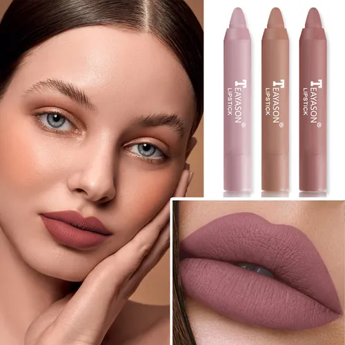Juego De 3 Pintalabios Color Nude, Lpiz Labial Mate, Imperme