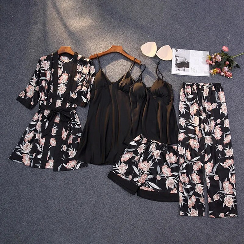 Conjunto De Pijama Camisón De Encaje, Kimono, Bata De Baño P