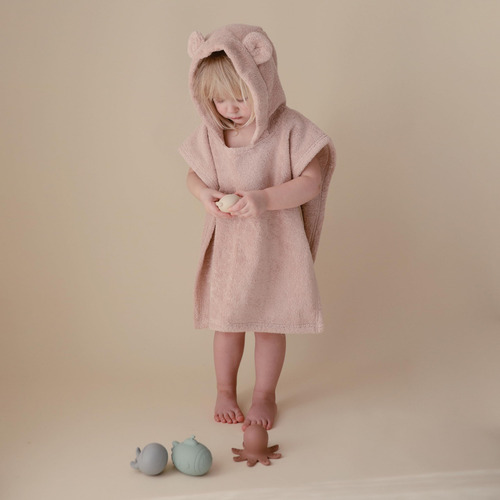 Poncho Y Toalla Mushie Para Bebés Y Niños De Algodón Orgánic Color Fog