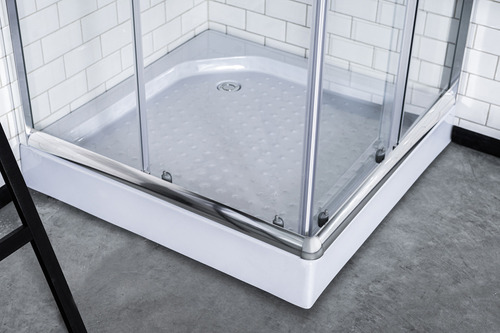 Mampara Gorena Box Ducha Toronto 80cm Cabina C/base 5 Cm Armazón Plateado Panel Trasparente