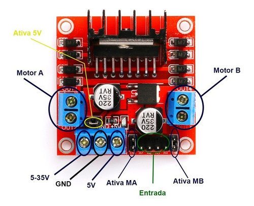 2 X Driver Motor Ponte H Dupla L298n Arduino Pic Automação