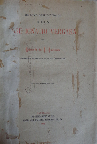 Despedida Jose Ignacio Vergara Talca 1883 Baile