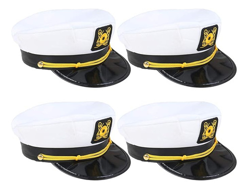 Paquete 4 Sombreros Capitan Ajustables Para Yate Azul Marino