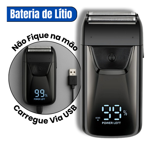 Barbeador Shaver Bivolt 5w Display Led Aparador Pelo Nariz