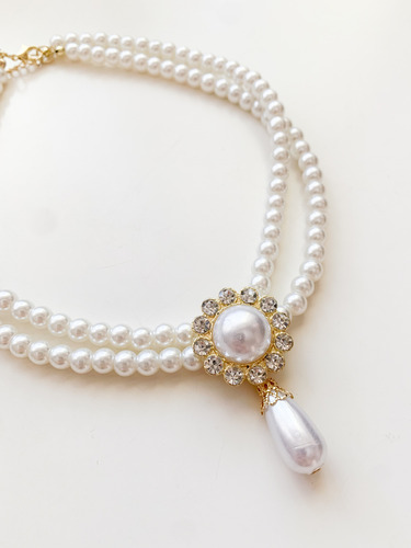 Collar De Perlas Estilo Victoriano Blanco