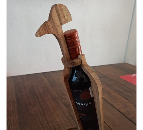 Pingüino De Parota Porta Botella De Vino 