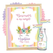 Comprar Kit Imprimible Unicornios Decoración Candy Bar Cumpleaños