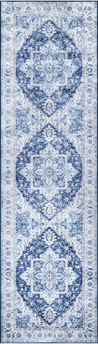 Alfombra De Area Azul Momeni Karachi Corredor De 23  X 8