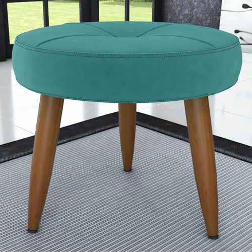 Conjunto Poltrona Puff Decorativos Miller Veludo Verde Menta