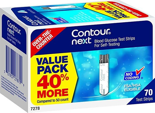 Contour Next - Tiras De Prueba De Glucosa En Sangre, 70 Uni.